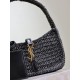 Replica Mini borsa hobo Saint Laurent Le 5 À 7 in rafia nera