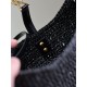 Replica Mini borsa hobo Saint Laurent Le 5 À 7 in rafia nera