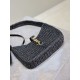 Replica Mini borsa hobo Saint Laurent Le 5 À 7 in rafia nera