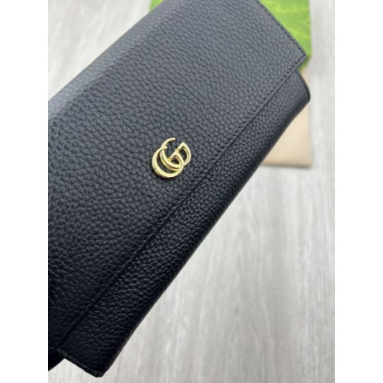 Replica Portafoglio continentale Gucci GG Marmont bicolore 456116 Nero Imitazioni Falso