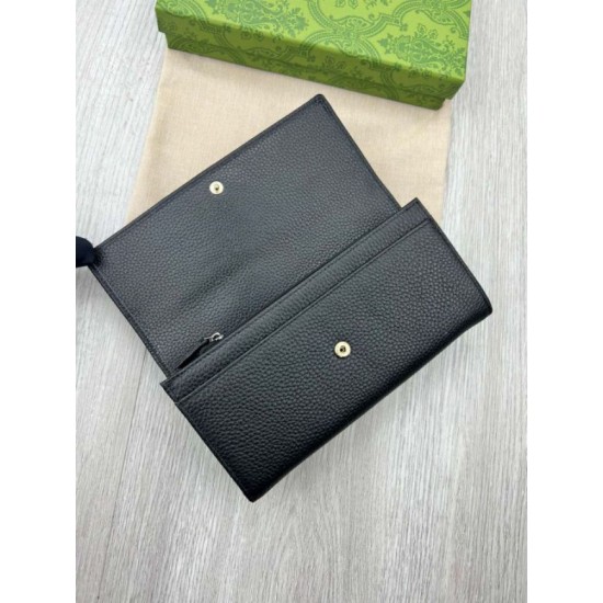 Replica Portafoglio continentale Gucci GG Marmont bicolore 456116 Nero Imitazioni Falso