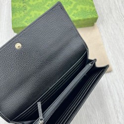 Replica Portafoglio continentale Gucci GG Marmont bicolore 456116 Nero Imitazioni Falso