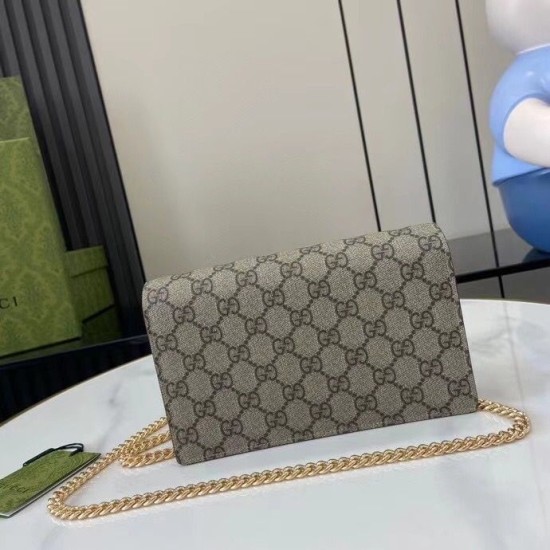 Replica Portafoglio Gucci GG Marmont con catena 497985 Rosa Imitazioni Falso