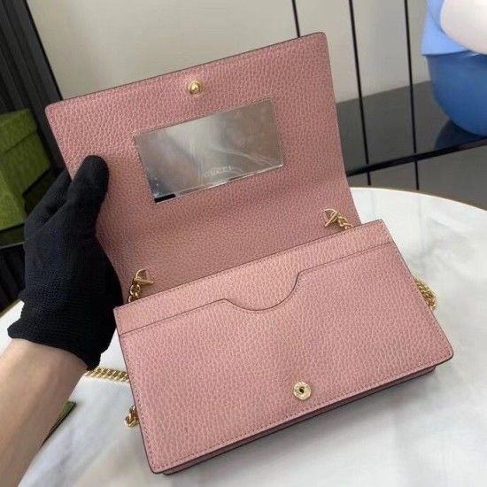 Replica Portafoglio Gucci GG Marmont con catena 497985 Rosa Imitazioni Falso