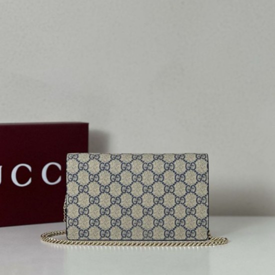 Replica Portafoglio Gucci GG Marmont con catena 497985 Nero Imitazioni Falso