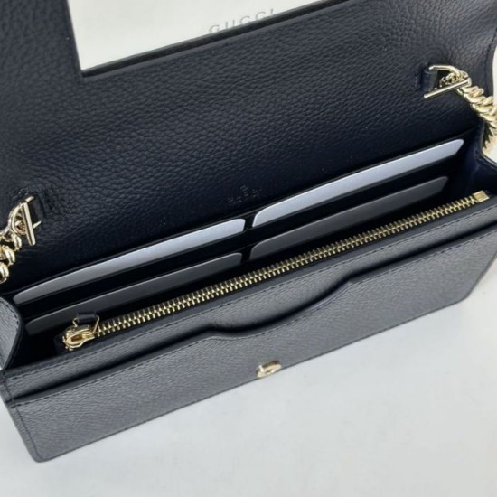 Replica Portafoglio Gucci GG Marmont con catena 497985 Nero Imitazioni Falso