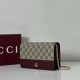 Replica Portafoglio Gucci GG Marmont con catena 497985 Rosso Imitazioni Falso