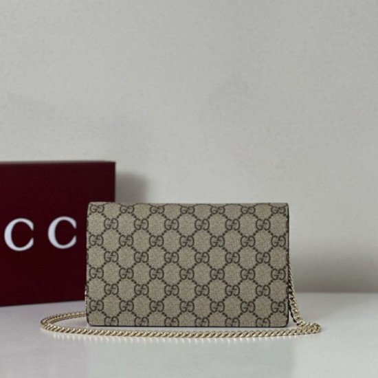 Replica Portafoglio Gucci GG Marmont con catena 497985 Rosso Imitazioni Falso