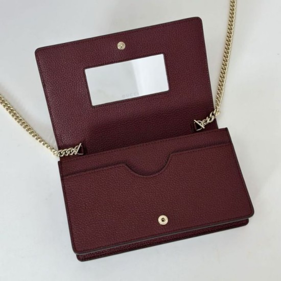 Replica Portafoglio Gucci GG Marmont con catena 497985 Rosso Imitazioni Falso