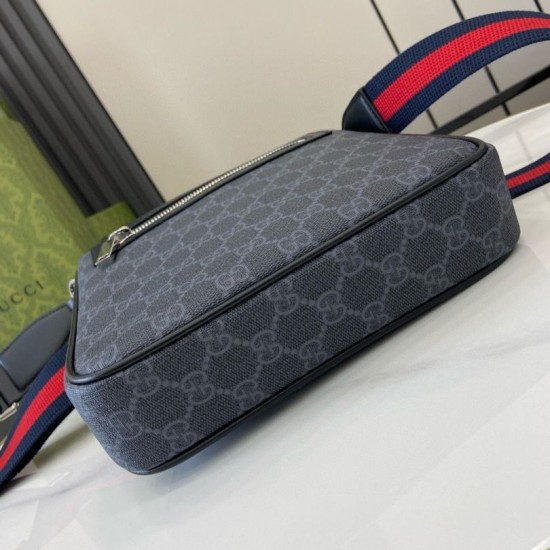 Replica Borsa a tracolla piccola Gucci GG Monogram 792082 Nero Imitazioni Falso