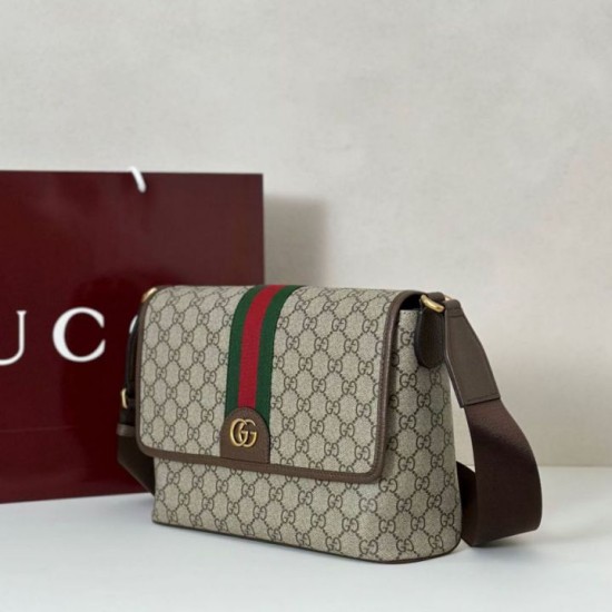 Replica Borsa a tracolla Gucci Ophidia media 834467 Marrone Imitazioni Falso