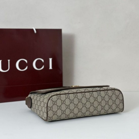 Replica Borsa a tracolla Gucci Ophidia media 834467 Marrone Imitazioni Falso