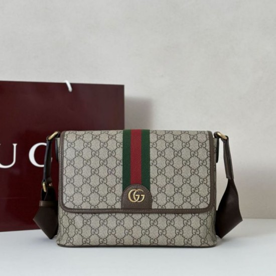 Replica Borsa a tracolla Gucci Ophidia media 834467 Marrone Imitazioni Falso