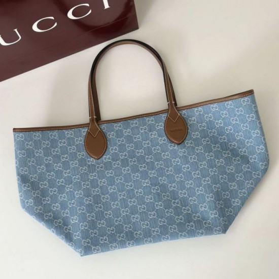 Replica Borsa tote grande Gucci Totissima 837190 Blu Imitazioni Falso