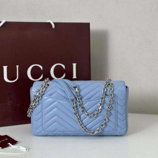 Replica Borsa a spalla media Gucci GG Marmont 837267 Blu Imitazioni Falso