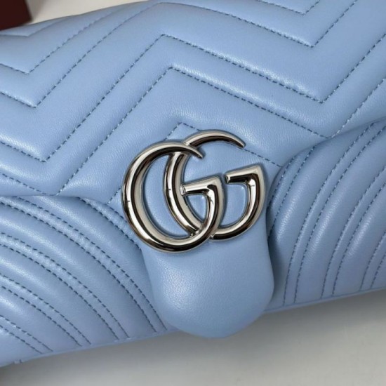 Replica Borsa a spalla media Gucci GG Marmont 837267 Blu Imitazioni Falso