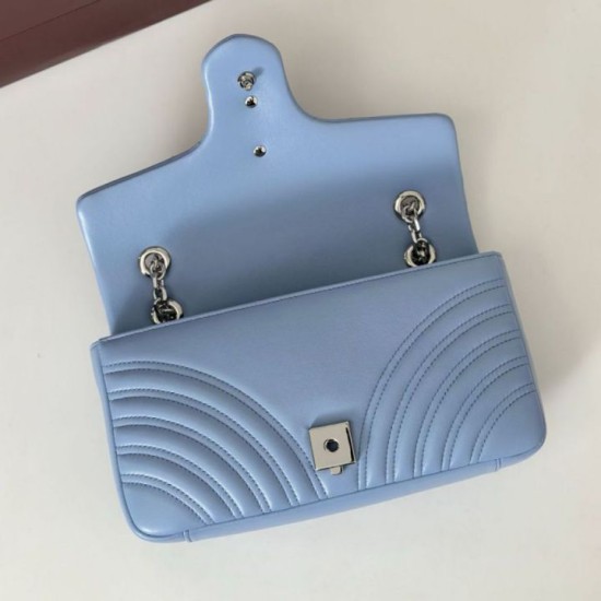 Replica Borsa a spalla media Gucci GG Marmont 837267 Blu Imitazioni Falso