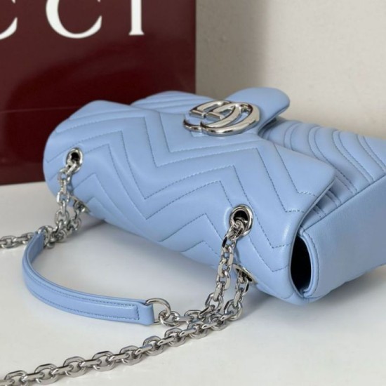 Replica Borsa a spalla media Gucci GG Marmont 837267 Blu Imitazioni Falso