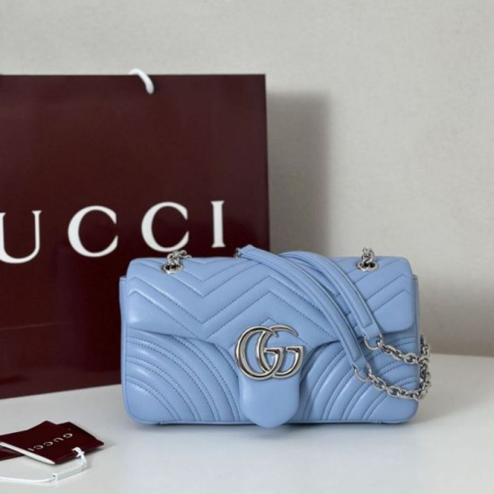 Replica Borsa a spalla media Gucci GG Marmont 837267 Blu Imitazioni Falso