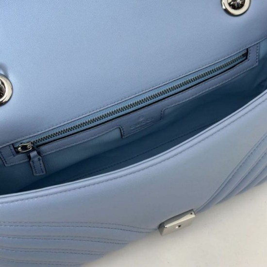 Replica Borsa a spalla media Gucci GG Marmont 837267 Blu Imitazioni Falso