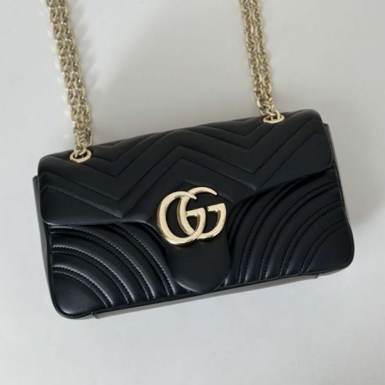 Replica Borsa a spalla media Gucci GG Marmont 837267 Nero Imitazioni Falso