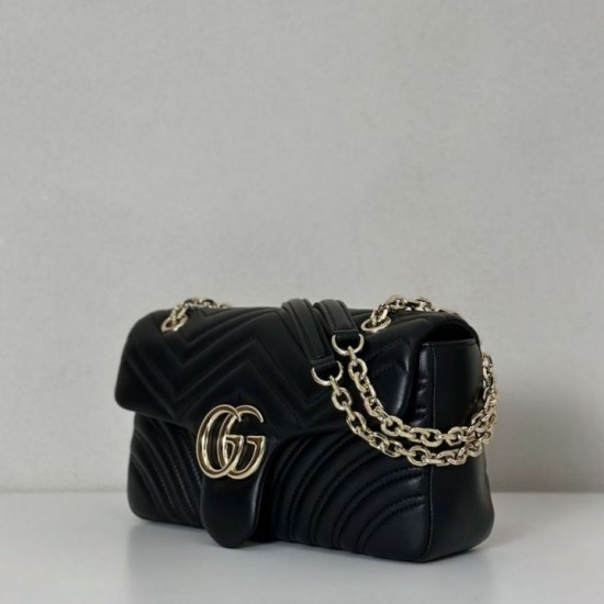 Replica Borsa a spalla media Gucci GG Marmont 837267 Nero Imitazioni Falso
