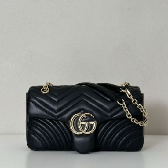 Replica Borsa a spalla media Gucci GG Marmont 837267 Nero Imitazioni Falso