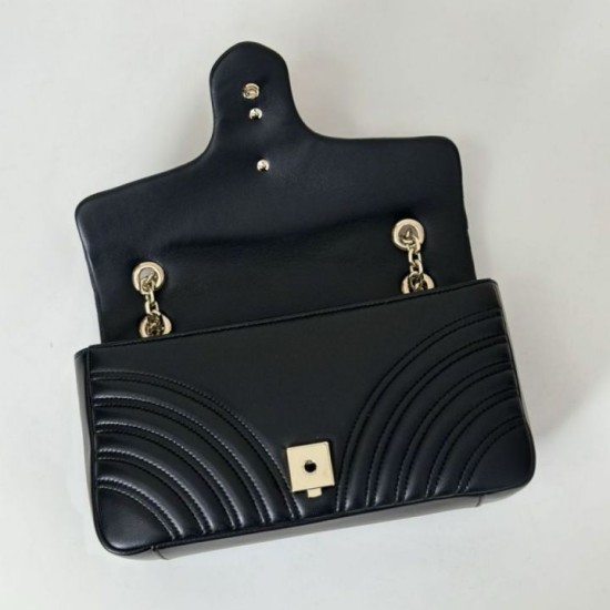 Replica Borsa a spalla media Gucci GG Marmont 837267 Nero Imitazioni Falso