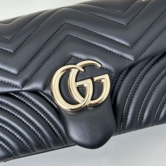 Replica Borsa a spalla media Gucci GG Marmont 837267 Nero Imitazioni Falso
