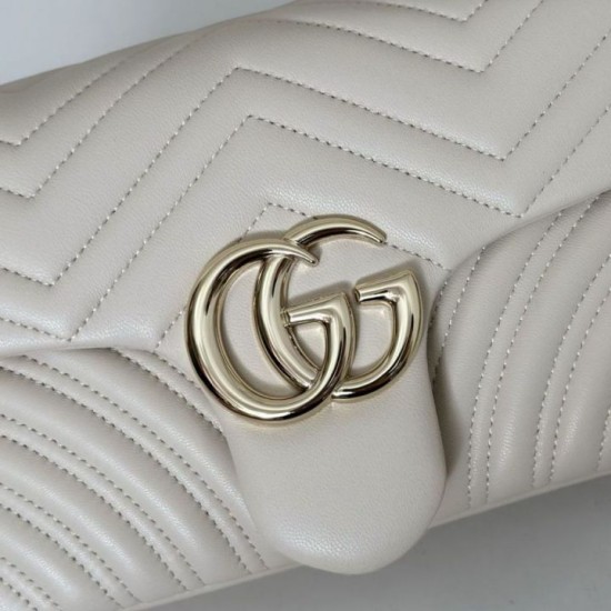 Replica Borsa a spalla media Gucci GG Marmont 837267 Beige Imitazioni Falso