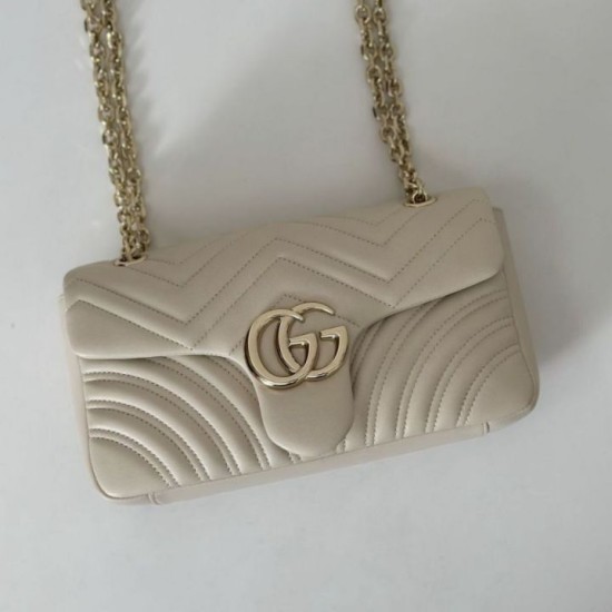 Replica Borsa a spalla media Gucci GG Marmont 837267 Beige Imitazioni Falso