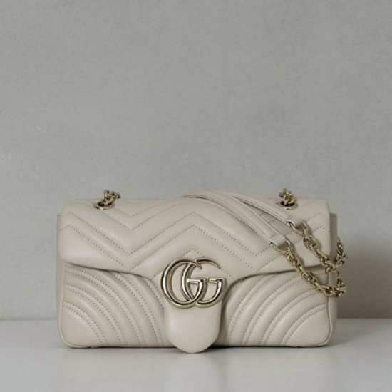 Replica Borsa a spalla media Gucci GG Marmont 837267 Beige Imitazioni Falso