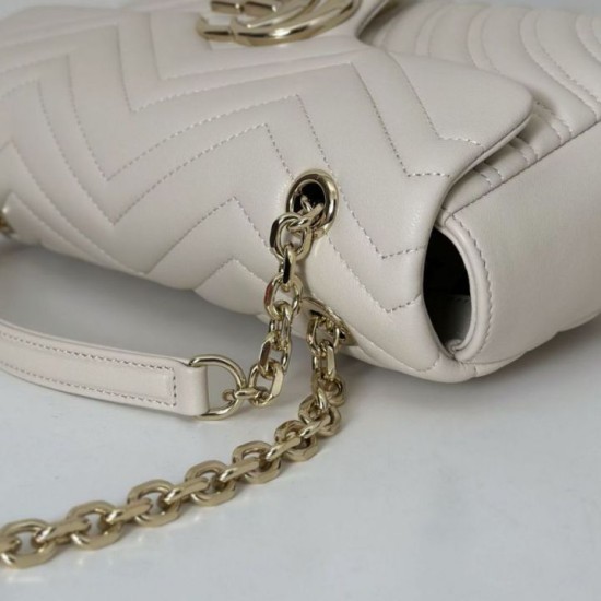 Replica Borsa a spalla media Gucci GG Marmont 837267 Beige Imitazioni Falso