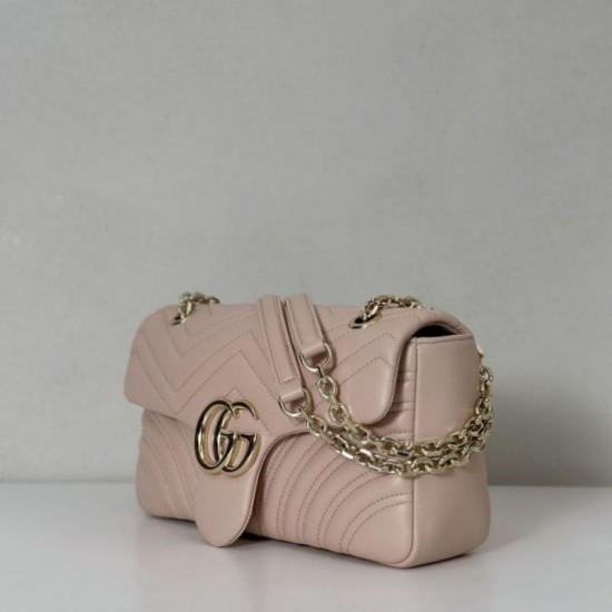 Replica Borsa a spalla media Gucci GG Marmont 837267 Rosa Imitazioni Falso