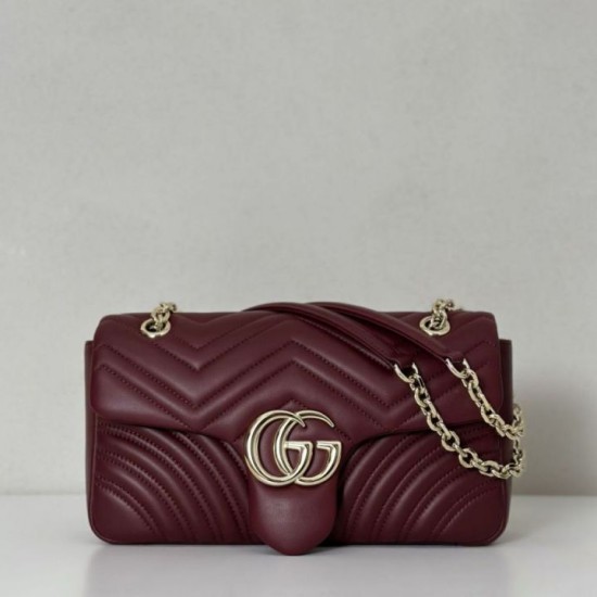 Replica Borsa a spalla media Gucci GG Marmont 837267 Rosso Imitazioni Falso