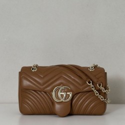 Replica Borsa a spalla media Gucci GG Marmont 837267 Marrone Imitazioni Falso