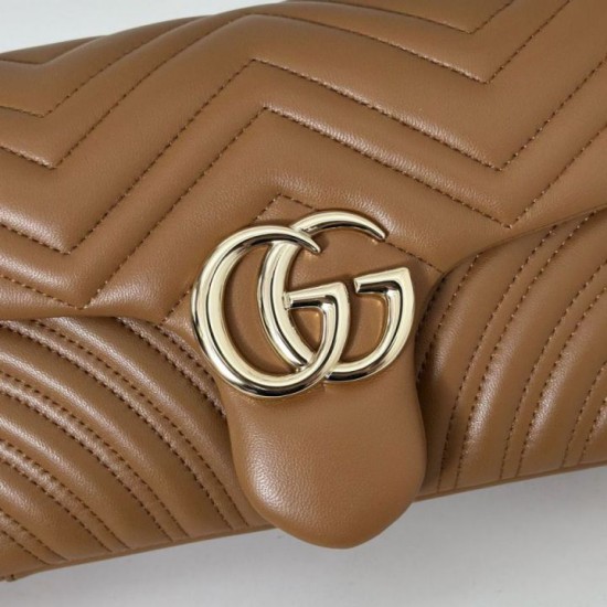 Replica Borsa a spalla media Gucci GG Marmont 837267 Marrone Imitazioni Falso