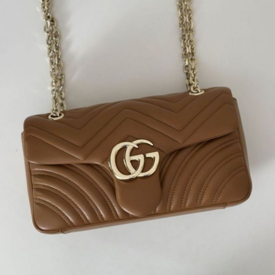 Replica Borsa a spalla media Gucci GG Marmont 837267 Marrone Imitazioni Falso