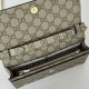 Replica Emblema Gucci GG Portafoglio con catena 838151 Marrone Imitazioni Falso