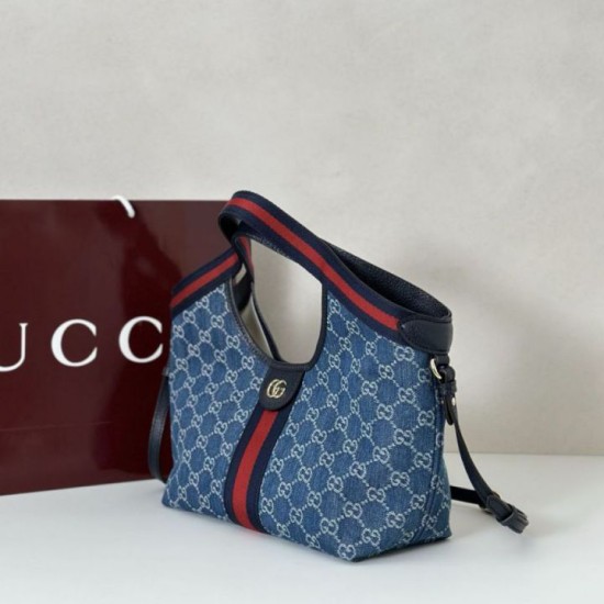 Replica Gucci Borsa tote piccola Giglio 860845 Blu Imitazioni Falso