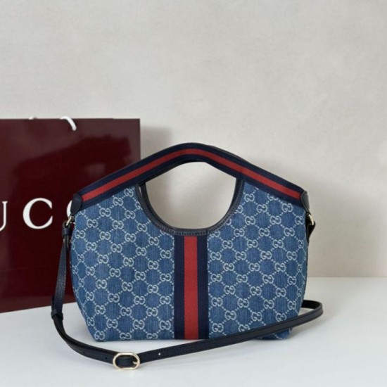 Replica Gucci Borsa tote piccola Giglio 860845 Blu Imitazioni Falso