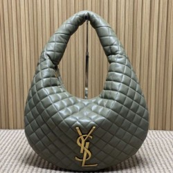 Replica Borsa hobo Icare YSL Saint Laurent in nappa grigio/verde Imitazioni Falso