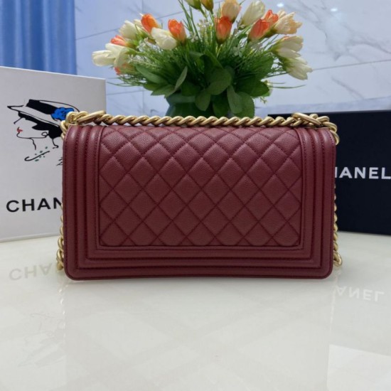 Replica Borsa Chanel Boy Flap Classic A67086 Pelle di vitello granata hardware oro/argento bordeaux Imitazioni Falso