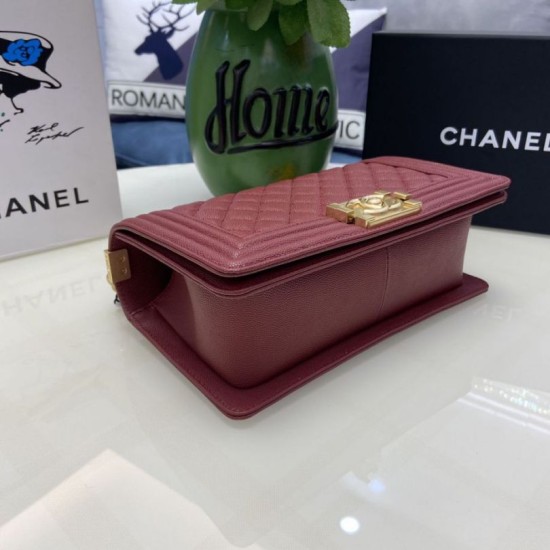 Replica Borsa Chanel Boy Flap Classic A67086 Pelle di vitello granata hardware oro/argento bordeaux Imitazioni Falso