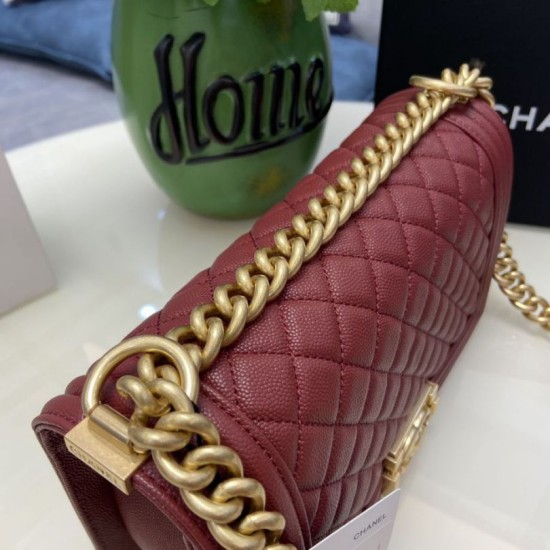 Replica Borsa Chanel Boy Flap Classic A67086 Pelle di vitello granata hardware oro/argento bordeaux Imitazioni Falso