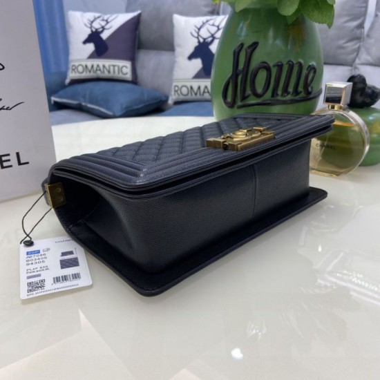 Replica Borsa Chanel Boy Flap Classic A67086 Pelle di vitello granata hardware bronzo nera Imitazioni Falso