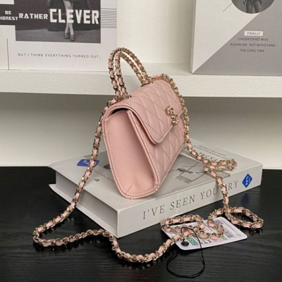 Replica Borsa Chanel Kelly Dark Horse con manico lungo AP3238 Rosa Imitazioni Falso