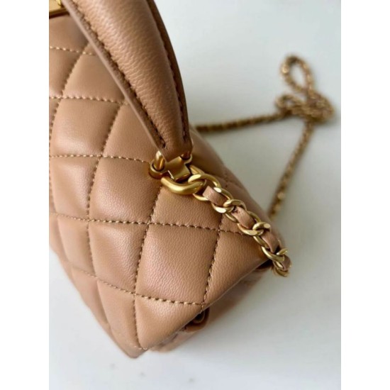 Replica Borsa Chanel 25SS Mini Flap Vintage con Manico Superiore AS2431 Albicocca Imitazioni Falso