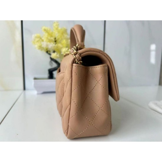 Replica Borsa Chanel 25SS Mini Flap Vintage con Manico Superiore AS2431 Albicocca Imitazioni Falso