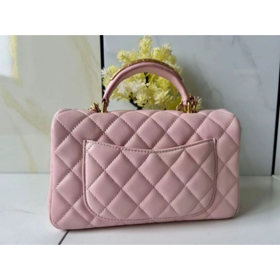 Replica Borsa Chanel 25SS Mini Flap Vintage con Manico Superiore AS2431 Rosa Imitazioni Falso